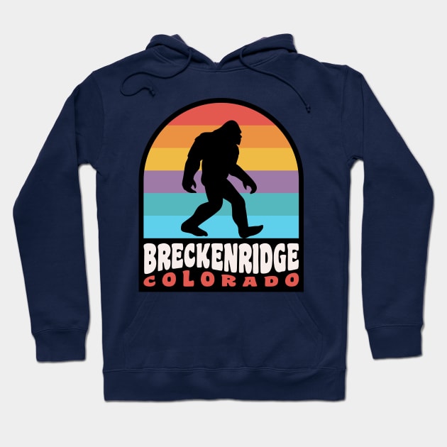 Breckenridge Colorado Bigfoot Sasquatch Retro Sunset Hoodie by PodDesignShop